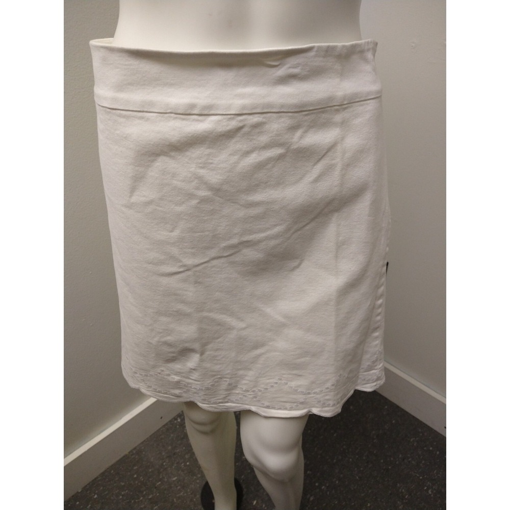 Talbots White Scalloped bottom lined Womens Mini Skirt 14 Preppy Spring Beach